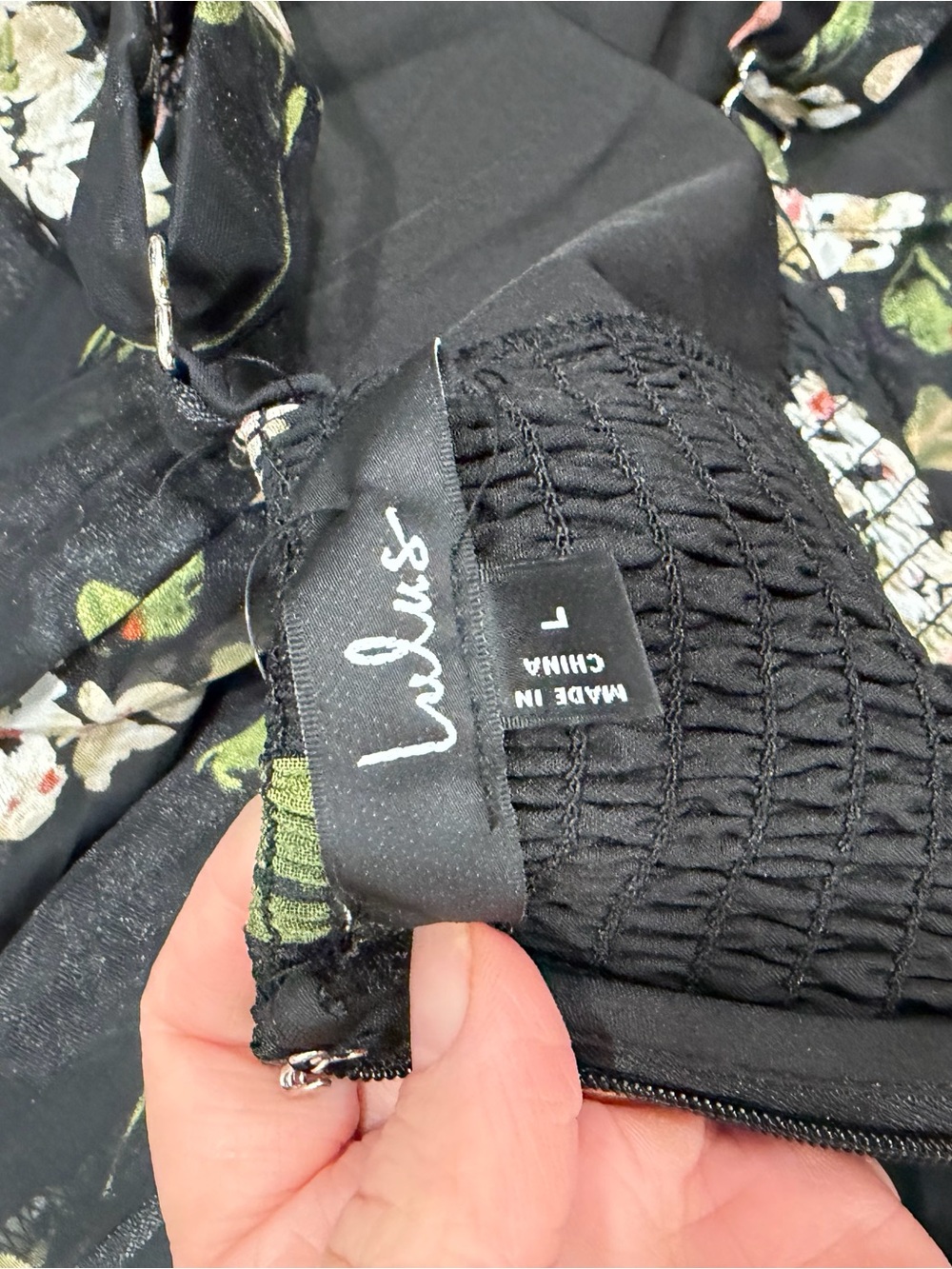 Lulu's Black Floral Maxi Dress with Pink & Green Details - Picture 4 of 5